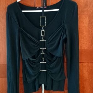 Bling gathered around neck top